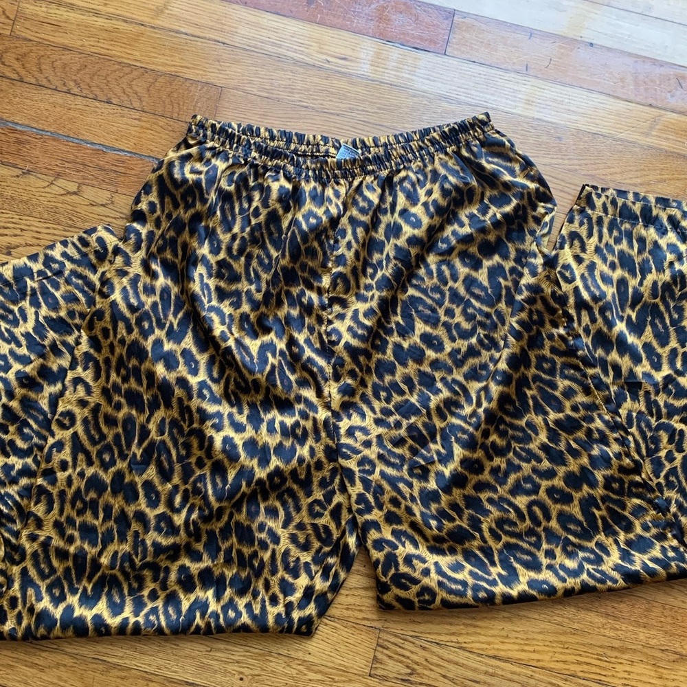 Vintage Cheetah Print Wide Leg Pajama Bottoms